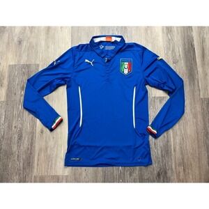 Puma 2014-2015 Italy Authentic Home Long Sleeve Football Soccer Shirt Size M